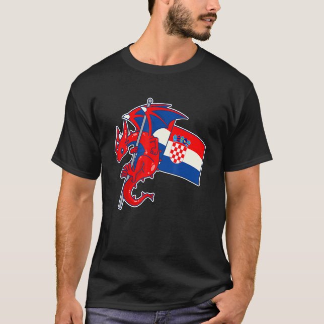 Camiseta Epic Dragon With Croatia Flag  Croatian (Frente)