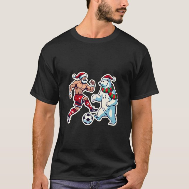 Camiseta Epic Duel: Santa Claus vs. Polar Bear on the Socce (Frente)