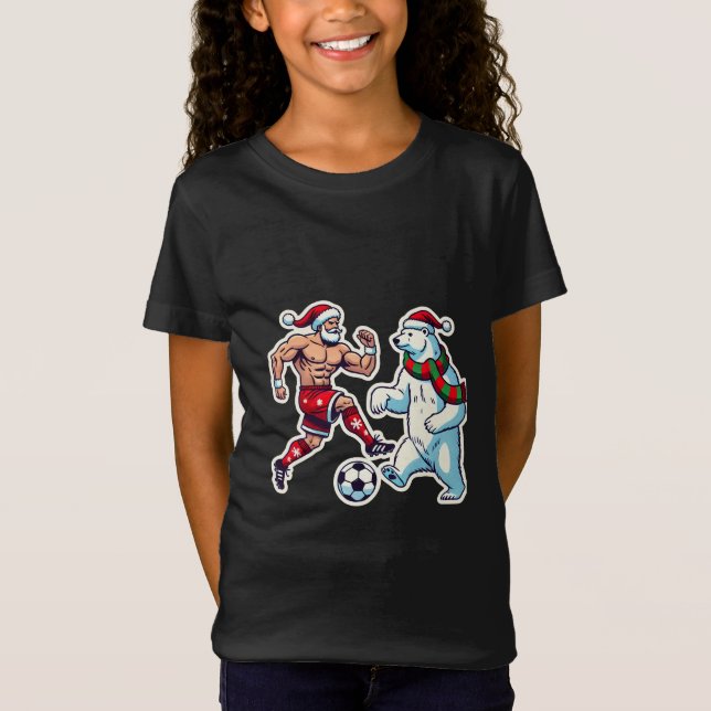Camiseta Epic Duel: Santa Claus vs. Polar Bear on the Socce (Frente)