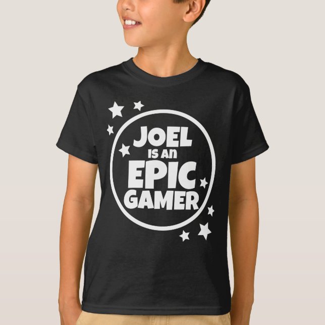 Camiseta Epic Gamer Name White Star Text Boys Aniversário (Frente)