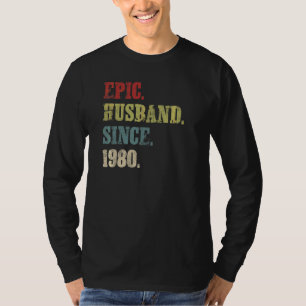 Camiseta Epic Husband Desde 1980 42º Aniversário de Casamen