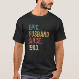 Camiseta Epic Husband Desde 1980 42º Aniversário de Casamen