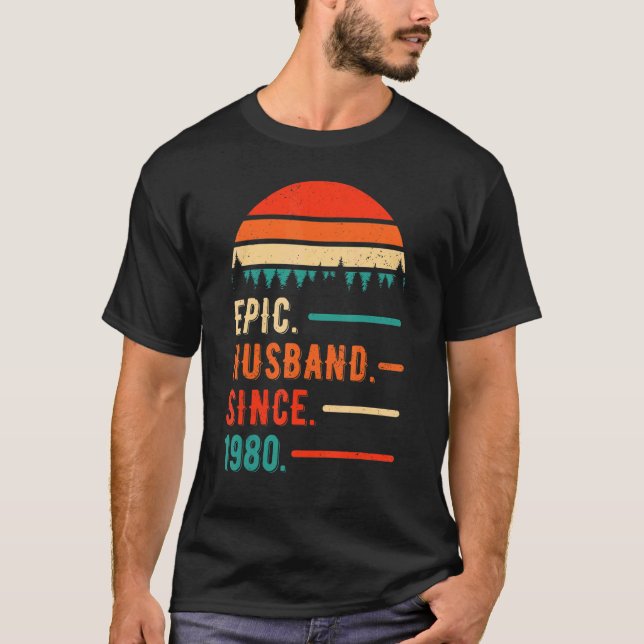 Camiseta Epic Husband Desde 1980 42 Anos 42ª Casamento Anni (Frente)