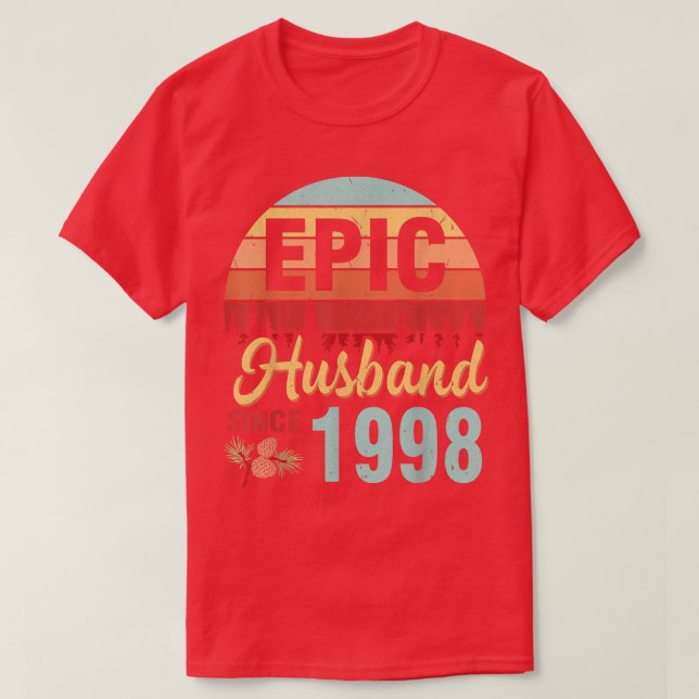 Camiseta Epic Husband Desde 1998 Casando-Se Com Anniversar (Frente do Design)