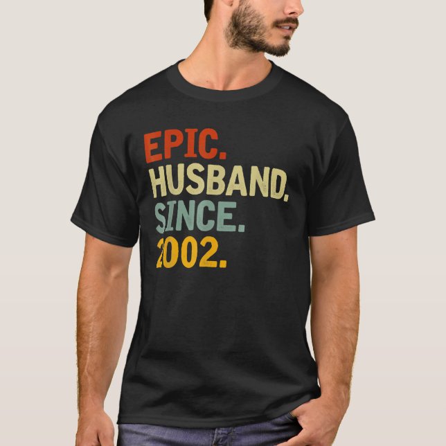 Camiseta Epic Husband Desde 2002 - Engraçado 20 Casamento A (Frente)