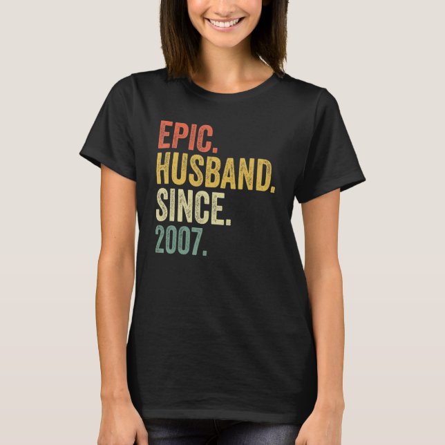 Camiseta Epic Husband Desde 2007 16 anos 16 casamento Anni (Frente)