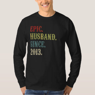 Camiseta Epic Husband Desde 2013 Retro 9º Casamento Anivers