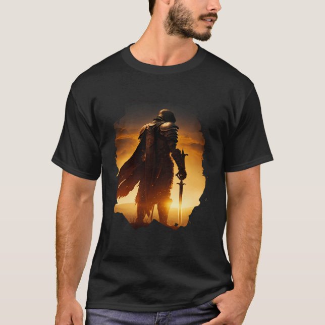 Camiseta Epic knight at sunset on the field (Frente)