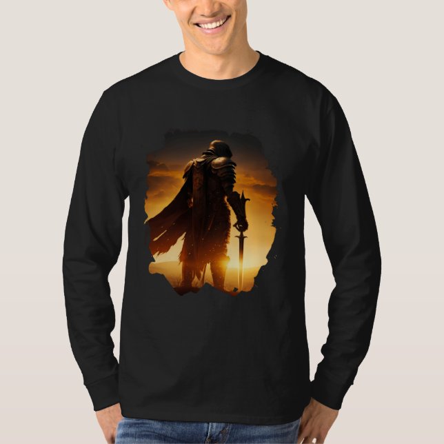 Camiseta Epic knight at sunset on the field (Frente)