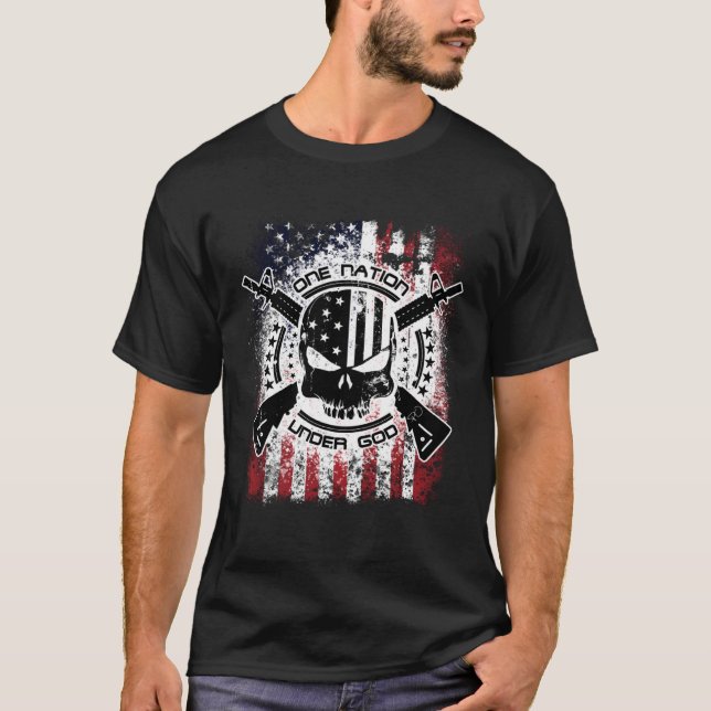 Camiseta Epic Patriotic One Nation Sob Deus Pullo Militar (Frente)