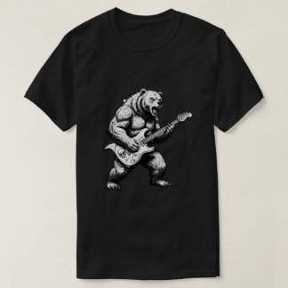 Camiseta Epic Rock Guitar Bear Black & White Men’s