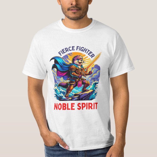 Camiseta Epic Warrior Otter com Espada em Mão (Frente)