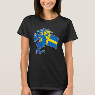 Camiseta Épico Dragão Sueco Bandeira Orgulhosa da Suécia