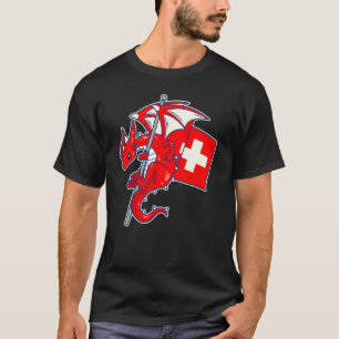 Camiseta Épico Dragão Suíço Bandeira da Suíça Orgulhosa