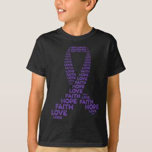 Camiseta Epilepsia Consciência Esperança Fé Amar Fita Roxa
