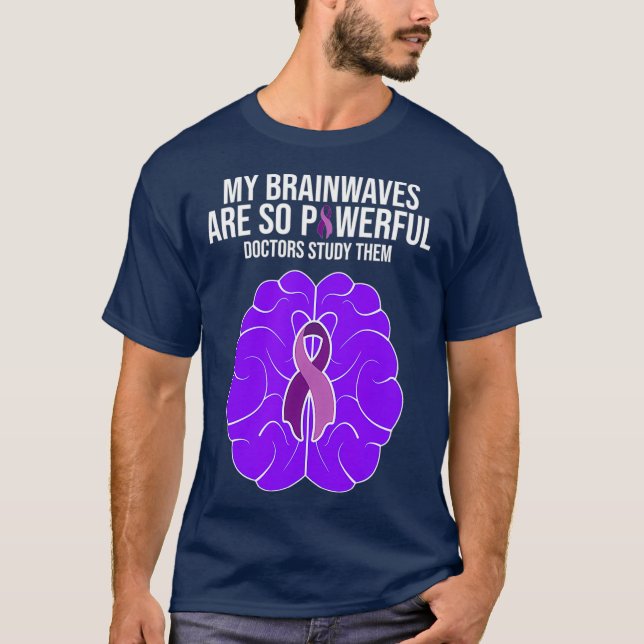 Camiseta Epilepsia Consciência Figurino Minhas Ondas cerebr (Frente)
