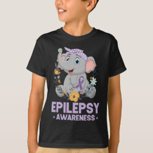 Camiseta Epilepsia Engraçada Sensibilização Elefante Flor F