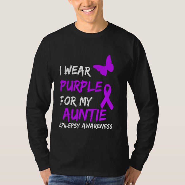 Camiseta Epilepsia Eu Visto Roxo Para Minha Tia Fita (Frente)