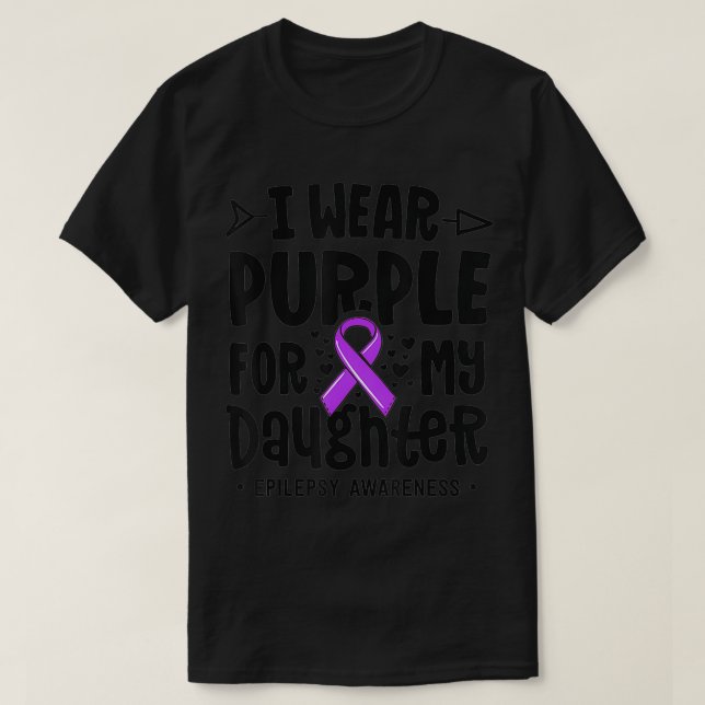 Camiseta Epilepsia Fita Eu Visto Roxo Para Minha Filha Em G (Frente do Design)