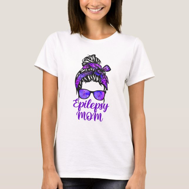 Camiseta Epilepsia Mãe Vidros De Cabelo Sem Cabelo Bandana  (Frente)