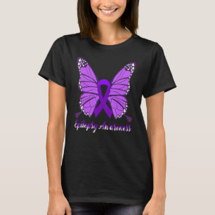 Camiseta Epilepsia Sensibilização Borboleta Brisos Roxos