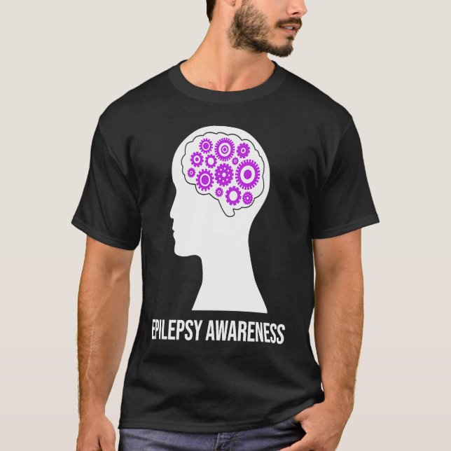 Camiseta Epilepsia Sensibilização Cérebro Advertência ao Gu (Frente)