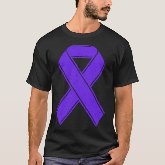 Camiseta Epilepsia Sensibilização Mês Coração de Fita Roxo (Frente)