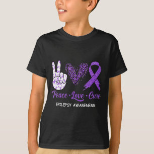 Camiseta Epilepsia Sensibilização Paz Amor Curto Leopardo