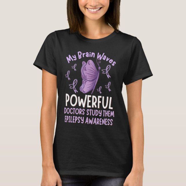 Camiseta Epilepsy Awareness Butterfly Purple Ribbon Epileps (Frente)