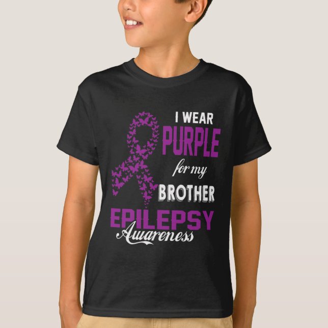 Camiseta Epilepsy Awareness I Wear Purple For My Brother Fa (Frente)