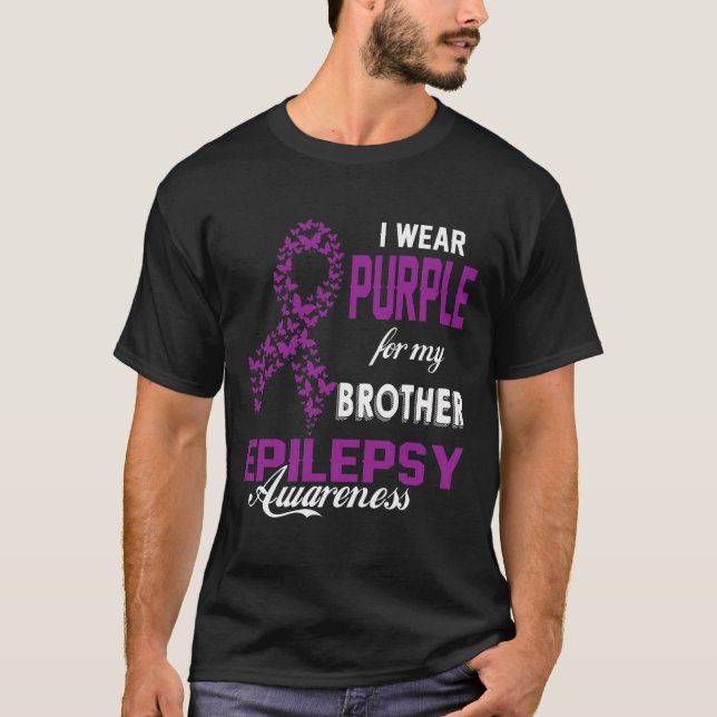 Camiseta Epilepsy Awareness I Wear Purple For My Brother Fa (Frente)