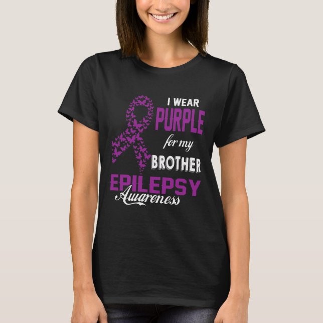 Camiseta Epilepsy Awareness I Wear Purple For My Brother Fa (Frente)