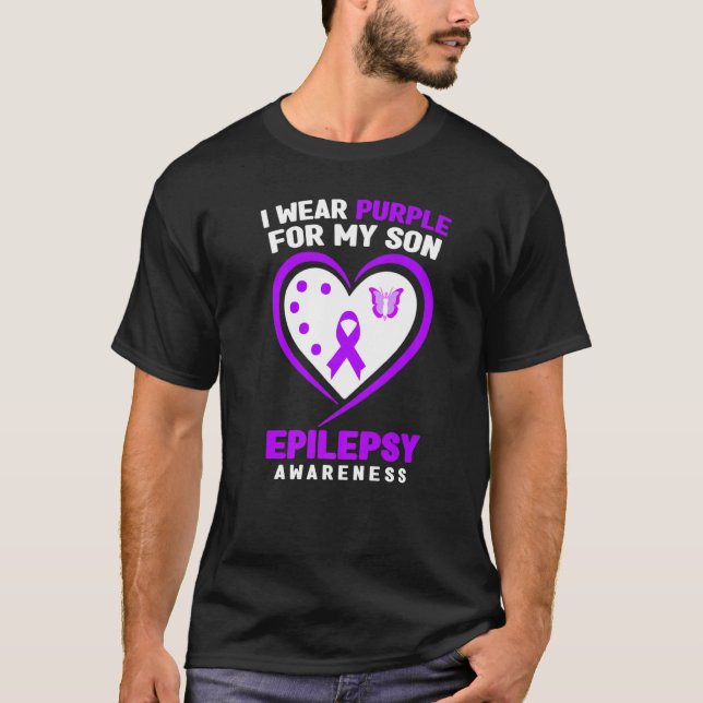Camiseta Epilepsy Awareness   I Wear purple For My Son (Frente)