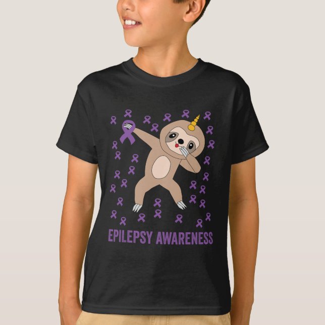 Camiseta Epilepsy Awareness Purple Ribbon - Epilepsy Awaren (Frente)