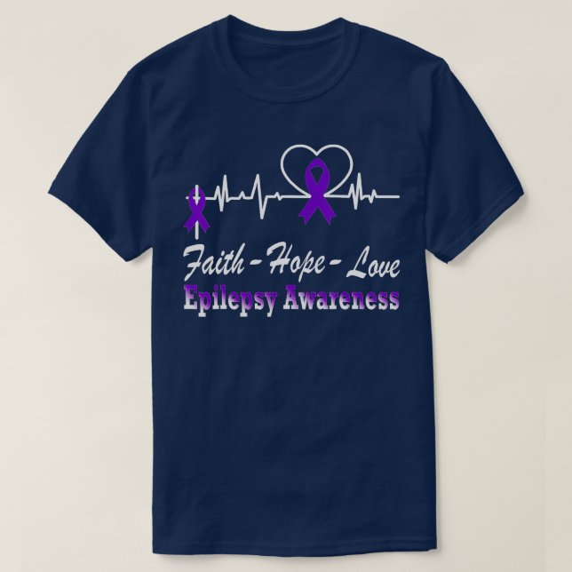 Camiseta Epilepsy Awareness Purple Ribbon Epilepsy Christia (Frente do Design)