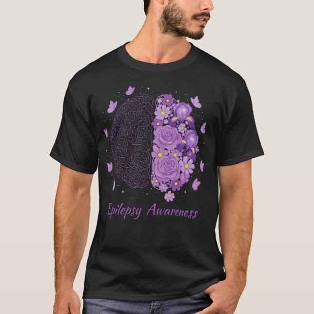 Camiseta Epilepsy Awareness Support Squad Purple Brain Flow (Frente)