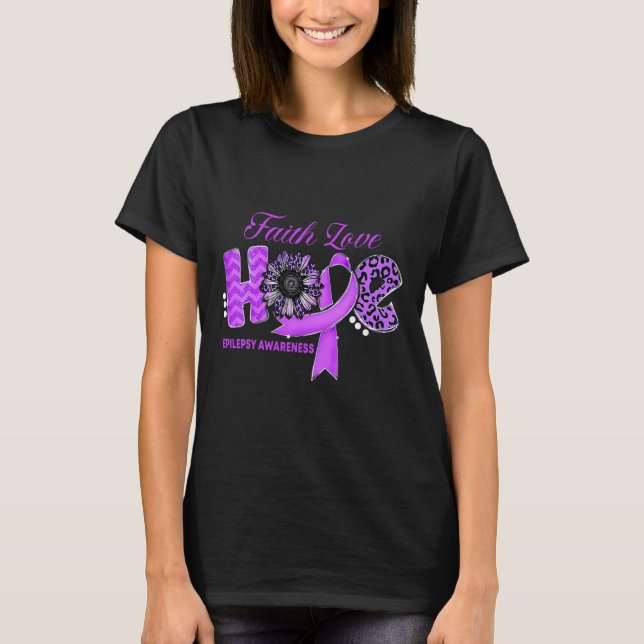 Camiseta Epilepsy Awarenesshope Ribbon Sunflower  (Frente)
