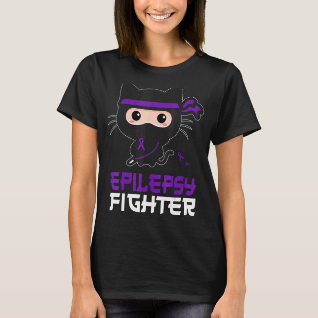 Camiseta Epilepsy Fighter Ninja Kitty Gato Epiléptico (Frente)