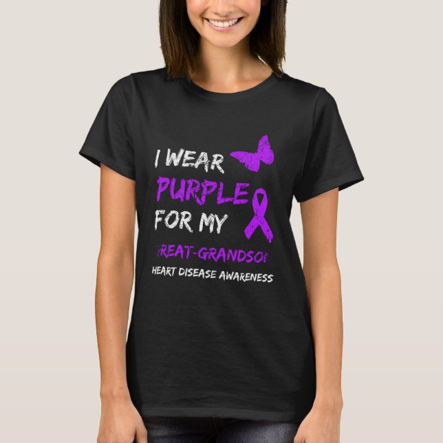 Camiseta Epilepsy I Wear Purple For My Great-Grandson Ribbo (Frente)