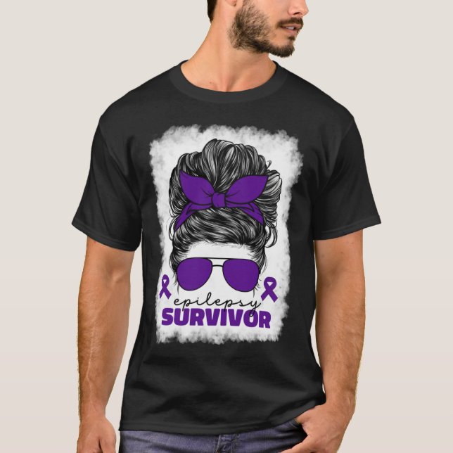 Camiseta Epilepsy Survivor For Women Mom Purple Epilepsy Aw (Frente)