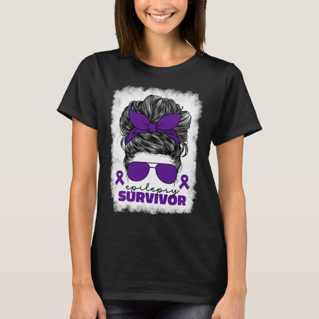 Camiseta Epilepsy Survivor For Women Mom Purple Epilepsy Aw (Frente)
