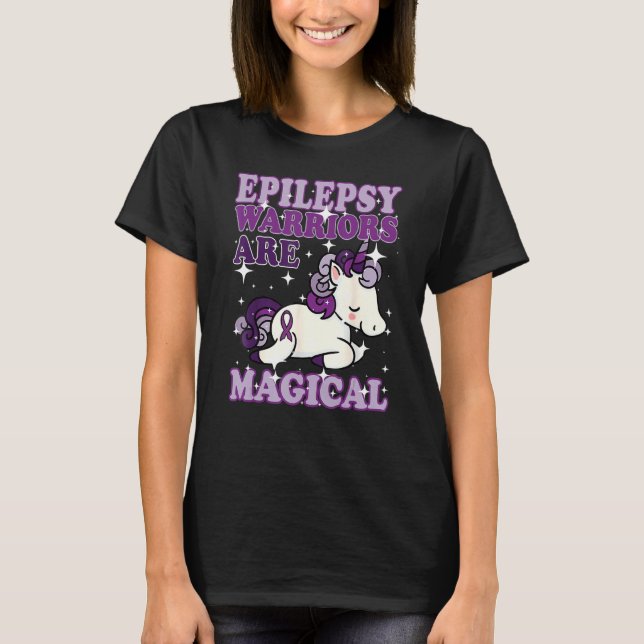 Camiseta Epilepsy Warrior Epiléptico Day Purple Unicorn (Frente)