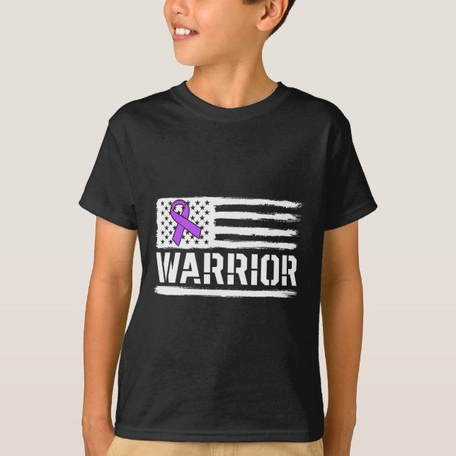 Camiseta Epilepsy Warrior Gift Purple American Flag Awarene (Frente)