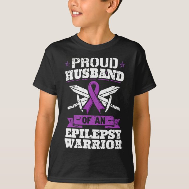 Camiseta Epilepsy Warrior Husband Epilépsia Distorção das C (Frente)
