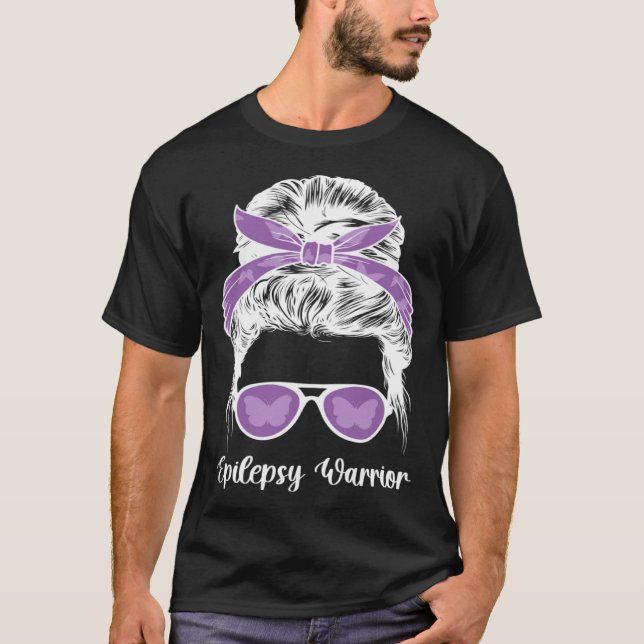 Camiseta Epilepsy Warrior Messy Bun Epilepsy Mont (Frente)