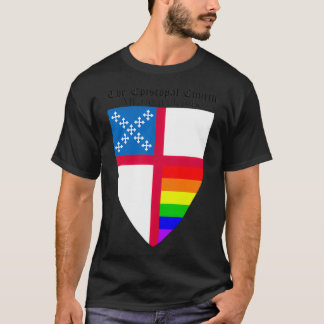 Camiseta Episcopal Church Shield with Rainbow Pride Horizon