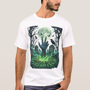 Camiseta Epitapip Mão de Zumbi Cemitério Lua Cheia