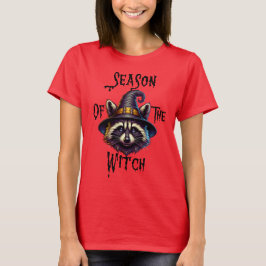Camiseta Época da Bruxa, Engraçada Bruxa Raccoon