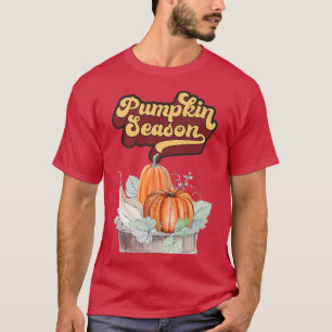 Camiseta Época de abóbora, outono de alô, folhas de outono,