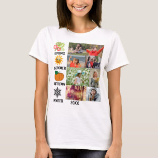 Camiseta Época de Colagem de Fotos do Instagram 8 Personali